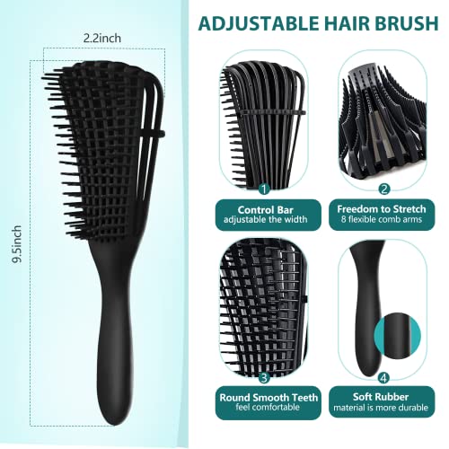 14Pcs Hair Brush Set For Women And Men, Detangling Brush For Black Natural Hair, Curly Hair Brush Set With Spray Bottle For American/African Hair Of 2A-4C Texture, Brush Set For Hair Styling. #TOP3