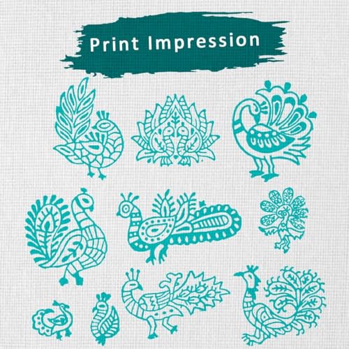 Image of RENIQ Wooden Printing Block for Fabric & DIY Craft | Handcrafted Indian Design Stamp for Textile, Pottery, Mehndi & Home Decor (Multicolor20)
