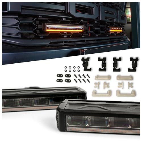 CHROMEMASTER | LED-Lampen im Fahrzeuggrill Kompatibel mit Ford Ranger Raptor 2022+ ; 2x LED BAR Tagfahrlicht Strands Firefly 10 IP68 DT4-Stecker E-Zulassung 12-24V DC; 3 Leuchtmodi