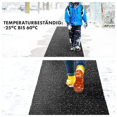 etm Sicherheitsmatte gegen Glätte - Outdoor Teppich mit Rutschfester Granulat Beschichtung - Antirutschmatte für Außenbereich - 120 cm Breite und viele Farben und Längen (1 m, anthrazit)