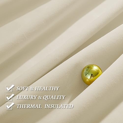 Miniatura 5 de RYB HOME Juego de 2 paneles de cortinas de terciopelo beige de 84 pulgadas, cortinas decorativas modernas y suaves con bolsillo para barra, paneles