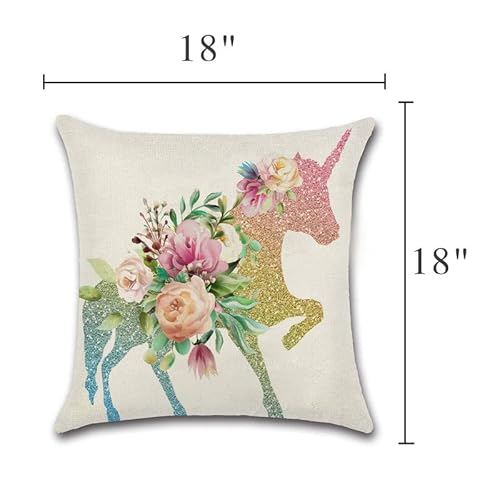 Cuppqq Throw Pillow Covers Rainbow Unicorn Horse Pegasus Pillow Cover Square Pillow Case Cushion For Home Decor Sofa Couch 18X18 Inch Pillowcase #TOP3