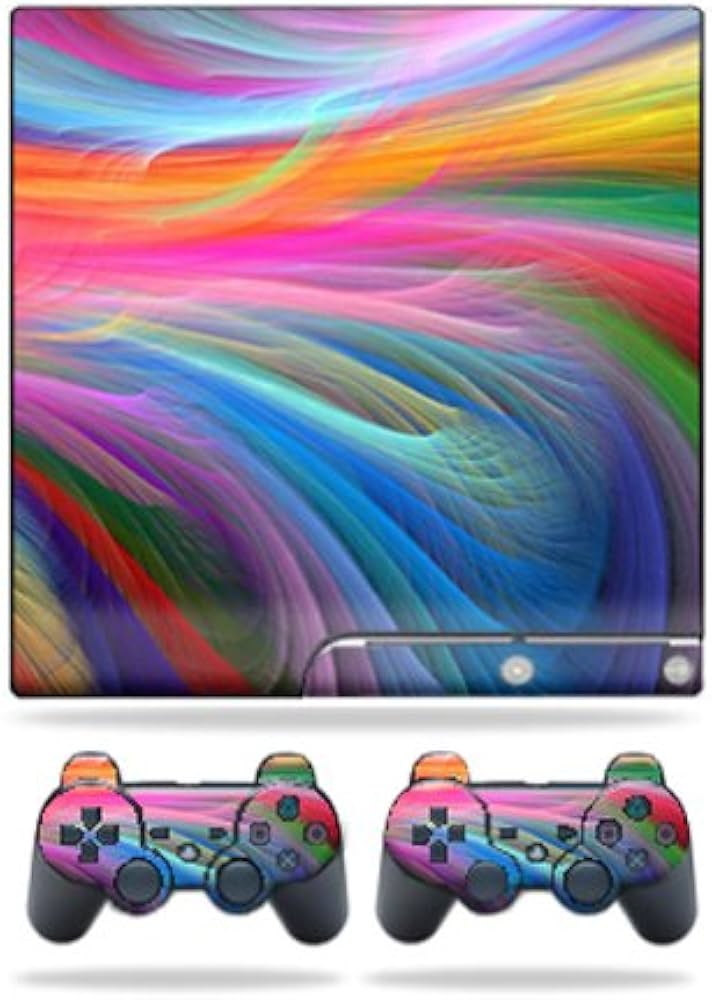 thumbnail image 2 of Rainbow Skin Decal Set For PS3 Slim Console + 2 Controllers - No Residue! 2 of 13