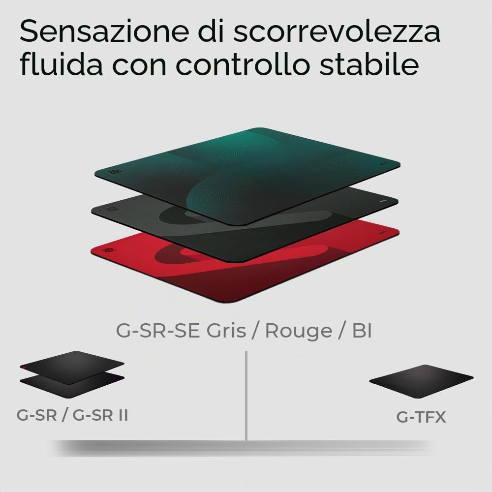Mouse pad da gaming e eSport Large G-SR-SE Bi, tessuto resistente all’umidità, feeling fluido di scorrimento con controllo stabile, bordo senza cuciture, gomma uniforme ad alta densità