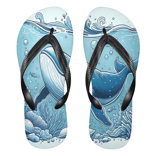 Burbuja Whale Flip Flops for Women Men, Soft Thong Sandals Rubber Slippers for Pool Beach Essentials