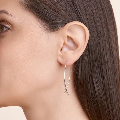 Image of Amazon Collection 14k Rose Gold Plated Sterling Silver Hard Wire Threader Earrings