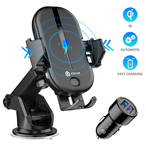 iClever Wireless Car Charger 10W/7.5W QI Fast Charging Car Mount with Automatic Clamp