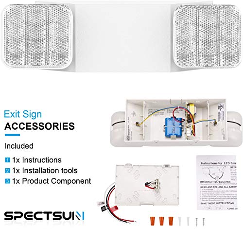 Image of SPECTSUN 10 Pack LED Emergency EXIT Sign Lighting Combo- 120-277V Emergency Exit Lights for Home Power Failure-UL 924 Certified Commercial Emergency Light Fixtures,Ebulb Emergency Power