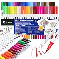 Artecho Dual Tip Brush Pens，Colouring Pens brush pens for Adult，Colouring Books，Calligraphy，Drawing，Sketching, nylon tip for Artists，Beginners