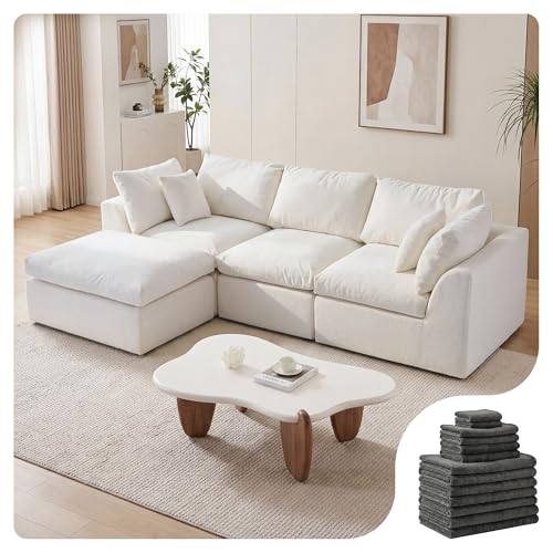 Amsleekey 108" Cloud Sectional Couches, with 1 Extra Washable Cover,