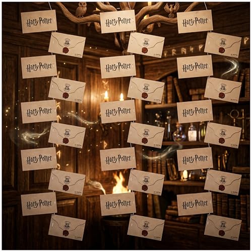 Harry Potter Hogwarts Decoração festa aniversário casa, conjunto 60 cartas flutuantes com cordas ajustáveis e ganchos de sucção, presentes originais