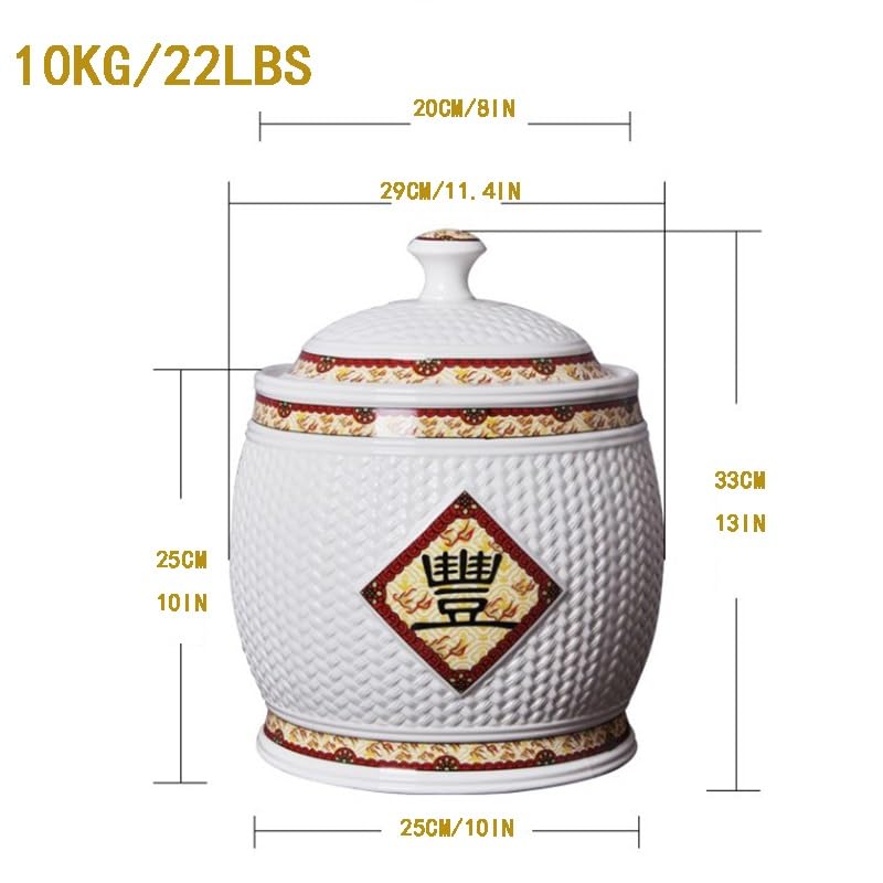 Keramik Reisaufbewahrung, Keramik Vorratsbehälter Mit Deckel, Reisglas Aus Keramik Klassisch, Lebensmittelbehälter Für Müsli Mehl Zucker Kaffee(10kg/22lbs)