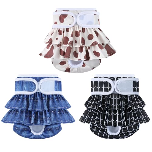 Image of Washable Dog Diapers Female 3 Pack Reusable Highly Absorbent Doggie Diaper, Flexible Doggy Diaper Female Durable Leak-Proof Diapers. X-Small, Animal Print