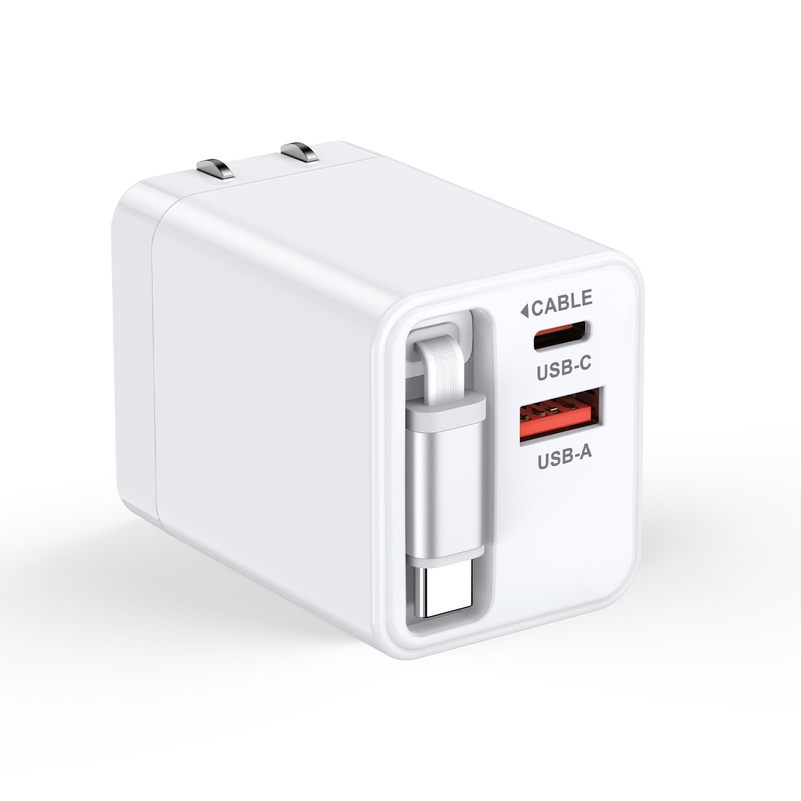 USB充電器 【35W 巻き取り式ケーブル内蔵*65CM】 折畳式プラグ 急速充…