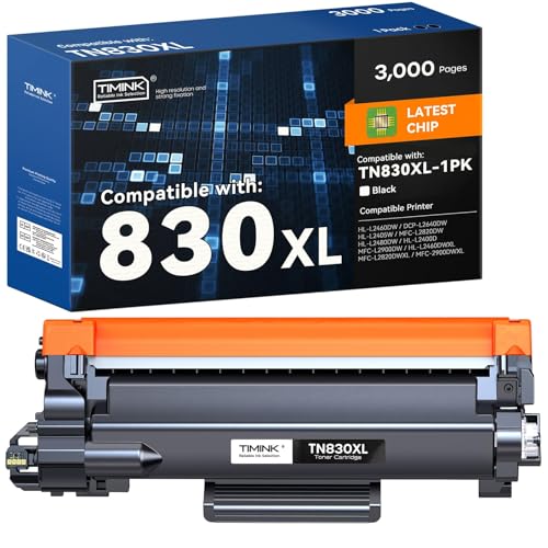 Compatible TN830XL Toner Cartridges Replacement for Brother TN830XL TN830 TN830 XL Toner Work for Brother HL-L2460DW DCP-L2640DW HL-L2480DW HL-L2400D HL-L2405W MFC-L2820DW Printer 1PK (High Yield)