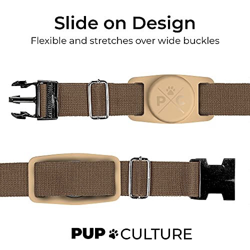 Image of Pup Culture Airtag Collar Holder - Protective Waterproof Case for GPS Tracker, Compatible With Apple iPhone (Tan)