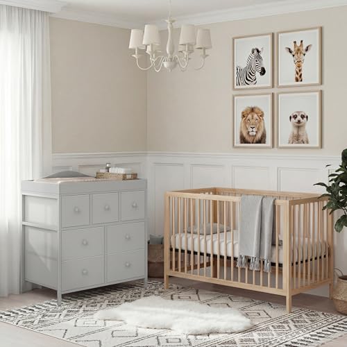 Image of BOLUO Changing Table Dresser with Storage, Baby Dresser with Changing Table Top Diaper Changing Station with 7 Fabric Drawers for Nursery Modern
