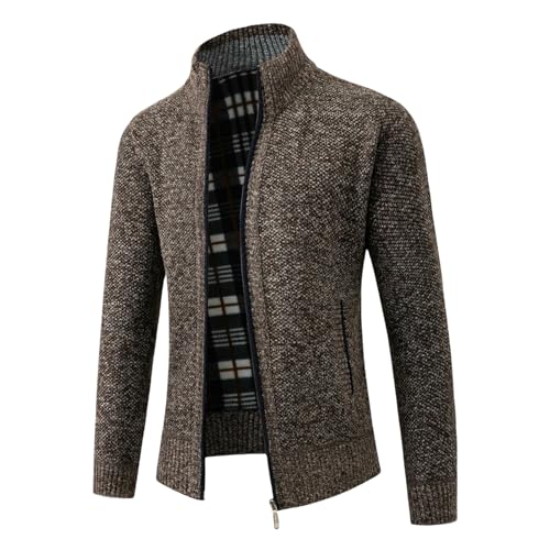 Cárdigan de punto hombre para otoño invierno con cuello alto y forro polar