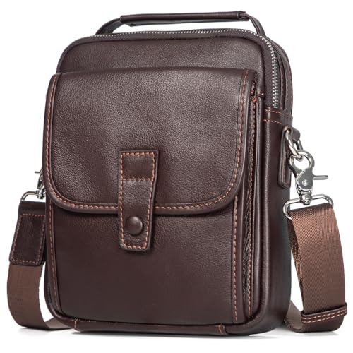 Image of Augus Genuine Leather Small Messenger Bag Crossbody