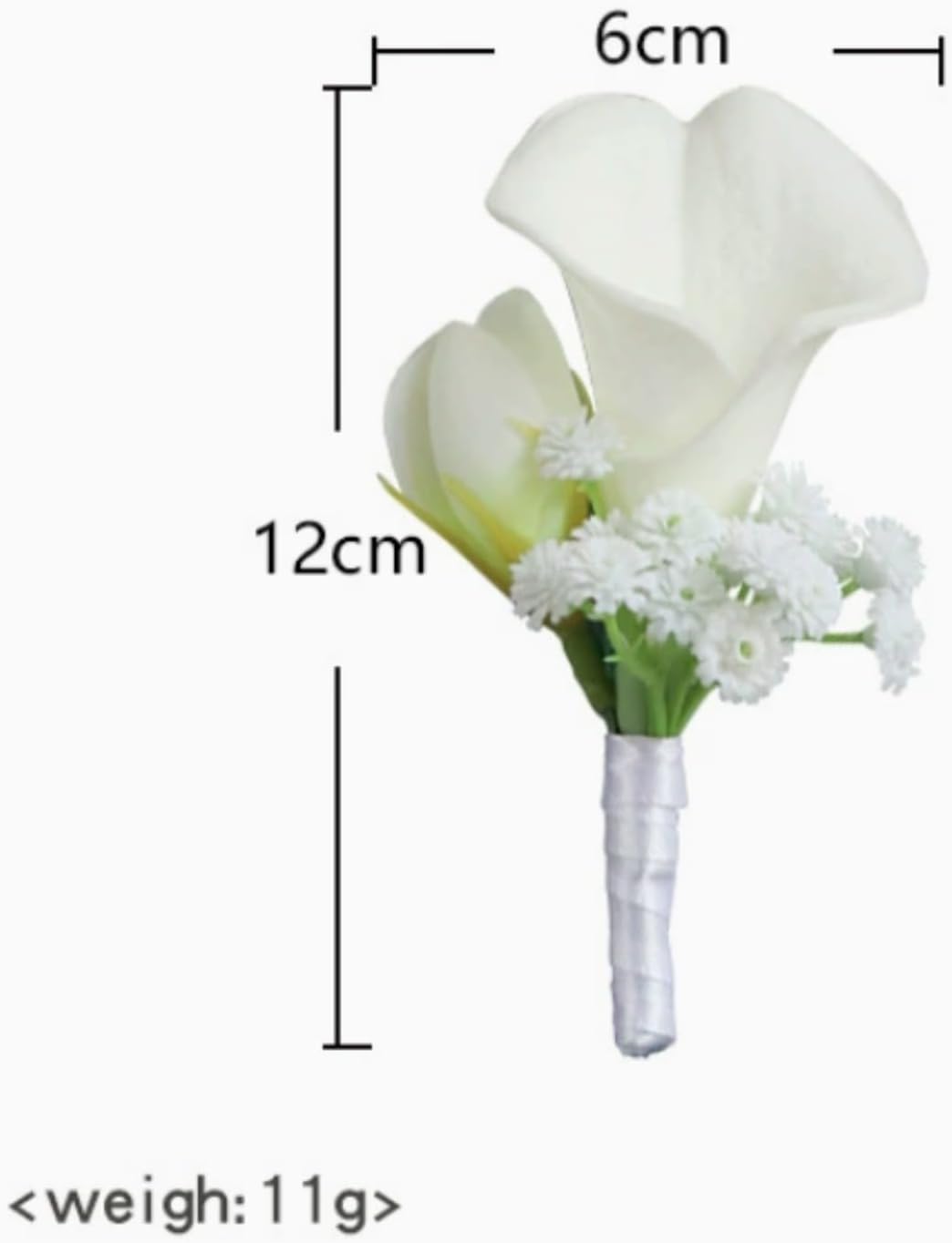 Artificial Calla Lily Wedding Boutonniere Groom and Groomsmen Buttonholes Flower with Pins Prom Party Suit Decoration Anniversary Accessories for Man (White -A,8)