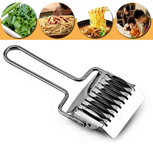 Pasta Noodle Cutter, Stainless Steel Manual Noodle Lattice Roller Dough Cutter Pasta Spaghetti Maker Garlic Ginger Herb Mincer Kitchen Cooking Tools #TOP3