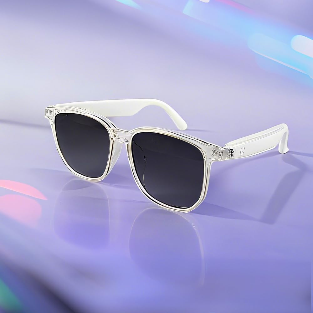 Lunettes Bluetooth Intelligentes - Appels/Musique/Assistant Vocal, Anti-Lumière Bleue, Léger (28g) pour Conduite/Voyage/Sport (Recharge Magnétique, BLE5.4, Français)