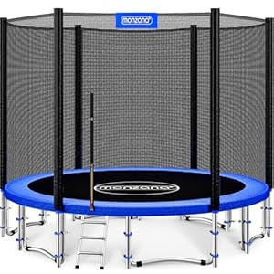 MONZANA® Trampolin Ø 427 cm TÜV SÜD GS Zertifiziert Komplettset inkl. Sicherheitsnetz Leiter Randabdeckung & Zubehör - Kindertrampolin Gartentrampolin