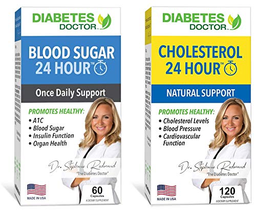 Diabetes Doctor Double Pack - Blood Sugar 24 Hour &  Cholesterol 24 Hour  - Supports Blood Sugar Regulation, Insulin Resistance, Healthy Cholesterol Levels, & Heart Health