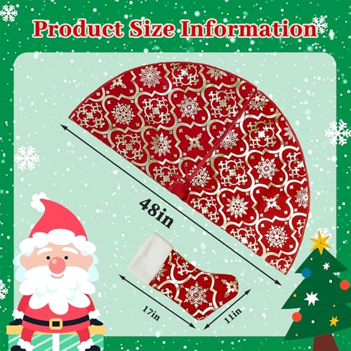Christmas-Tree-Skirt-New-Year-Xmas-Deco-48-Inches-Large-Christmas-Tree-Skirts-with-11-17-Inch-Christmas-Stocking-Set-Shiny-Gold-Print-Christmas-Tree-Decorations-Rustic-Christmas-Tree-Mat-Kit Christmas Tree Skirt New Year Xmas Deco 48 Inches Large Christmas Tree Skirts with 11 17 Inch Christmas Stocking Set Shiny Gold Print Christmas Tree Decorations Rustic Christmas Tree Mat Kit