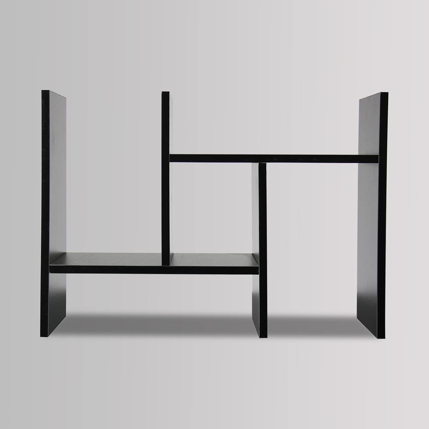 MASAKA B&W - Desk Organizer Aesthetic Shelf, Desktop Bookshelf, Double H Plants Display Shelf, Storage Rack Adjustable Stackable for Office Home Dorm - Perfect for Books, Plants & Decor (Black)