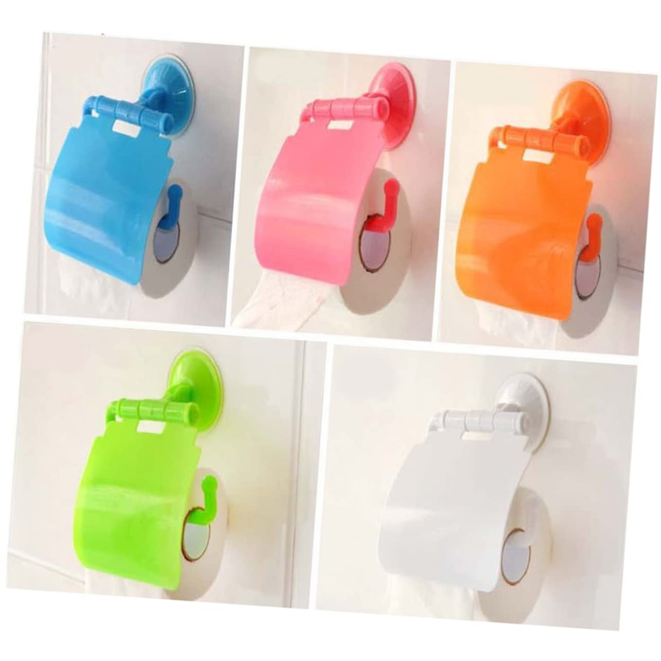 Wall Mounted Suction Cup Toilet Roll Holder, Waterproof and Dustproof Bathroom Tissue Box Holder, Easy Installation, Rose Red - Image 2