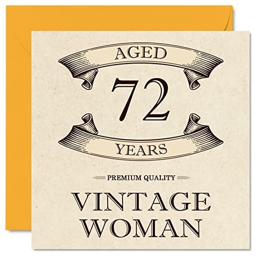 Tarjetas de cumpleaños vintage 72 para mujer, de 72 años, divertida tarjeta de cumpleaños para mamá, hermana, esposa, abuelita, niñera, abuela, 145 mmx145 mm, tarjeta de felicitación de 72 cumpleaños