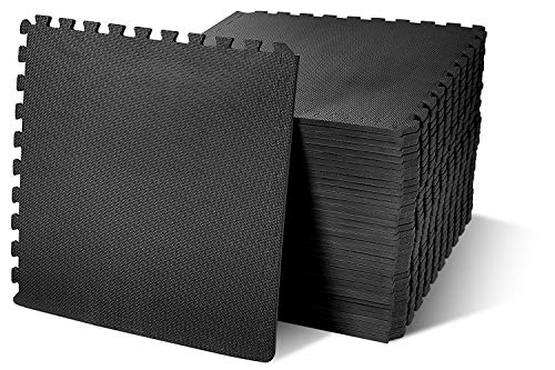 BalanceFrom Puzzle Exercise Mat with EVA Foam Interlocking Tiles, Black, 144 sq. ft