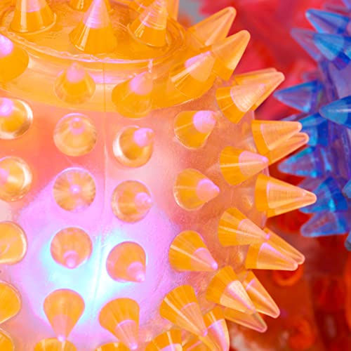 Relaxdays 10024328 LED Igelball, 12er Set, mit Noppen, leuchtender Flummi, Blinkender Stachelball, Ø 6,5 cm, Pack