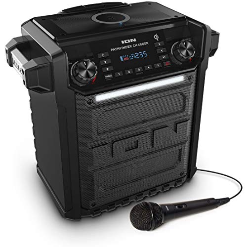 Ion Audio Pathfinder Charger, Bluetooth Portable Speaker with Wireless Qi Charging– (Renewed)