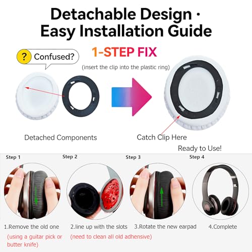 Almohadillas de repuesto para auriculares Beats Solo HD 1.0 - Blanco | Compatibles con auriculares Beats by Dr. Dre Solo HD (1.a generación con cable, NO inalámbricos) miniatura 3