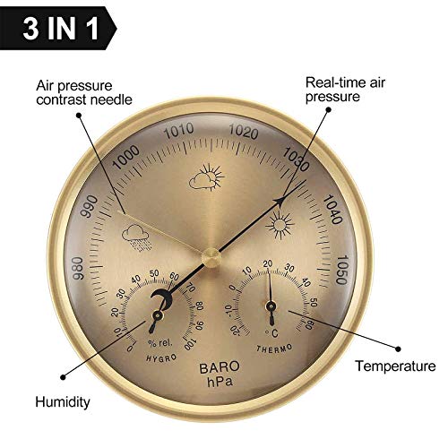Yigeyi 3 In 1 Wall Hanging Weather Thermometer Barometer Pressure Gauge Hygrometer 132Mm The Perfect One For You #TOP1