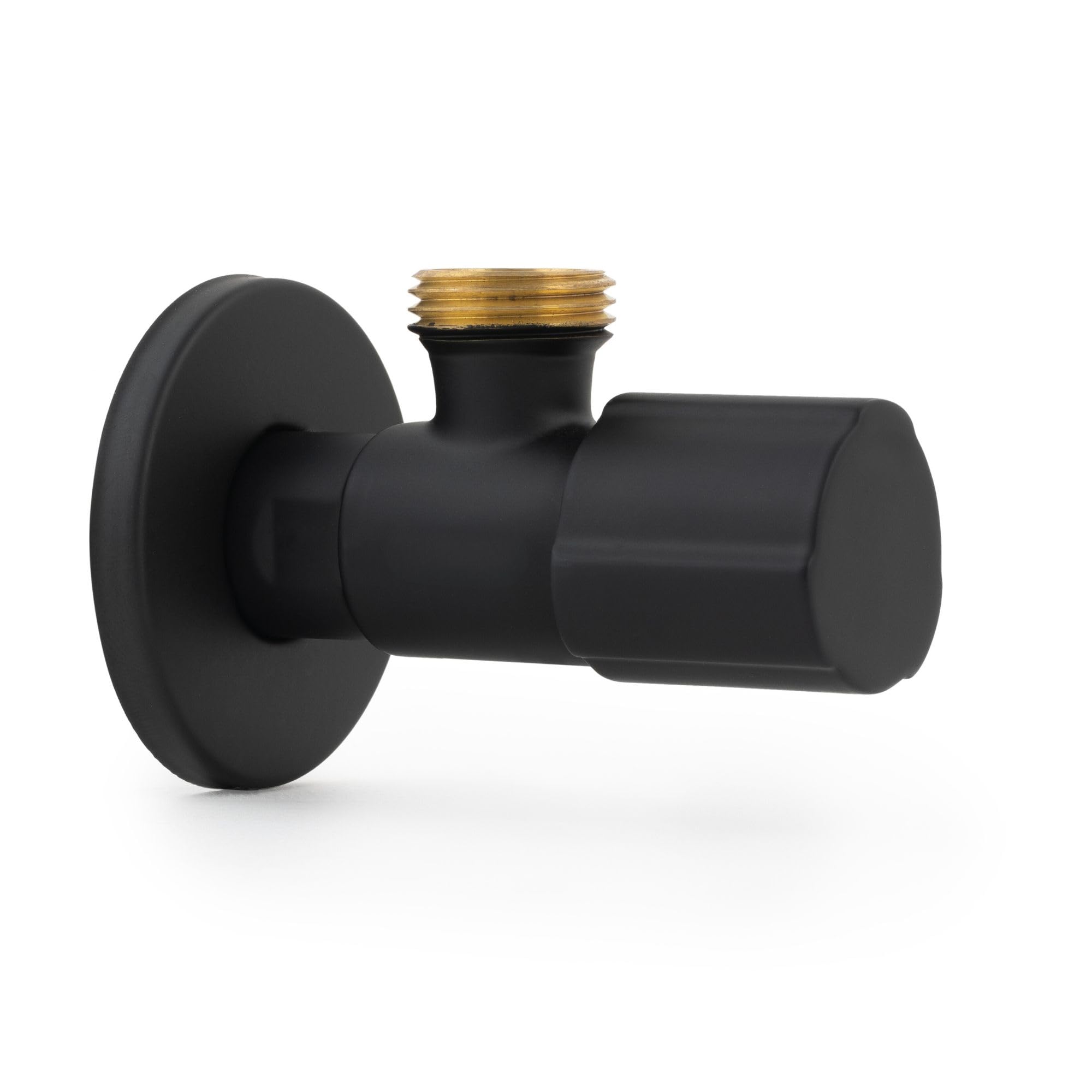 Farbiges Eckventil 3/8" bis 1/2" x 1/2" Wandanschluss in auswählbaren Farben | Eckventile in auswählbaren Größen und Farben | (Schwarz Matt, 1/2 Zoll)