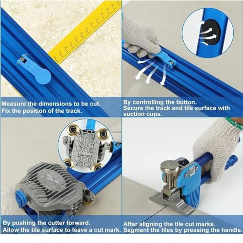 Cortador de azulejos de gran formato con ventosas, corta losas de cerámica y roca de hasta 18 mm de grosor, riel de aluminio de precisión y alicates de fontanero para roturas limpias