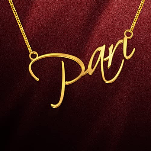 Image of Pari Cursive Gold & Silver Name Pendant Necklace, Best Jewelry Gift for Girls.
