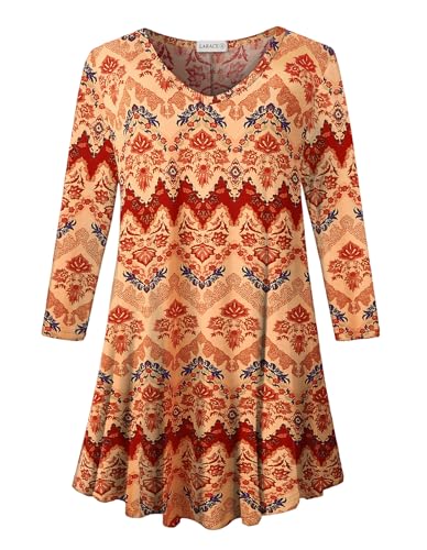 Image of LARACE Tunics 3 /4 Sleeve Plus Size Tops for Women V Neck Loose Fit Flowy Clothing for Leggings