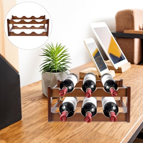 Organisateur multifonction en bois pour 6 bouteilles : double couche compacte et stable