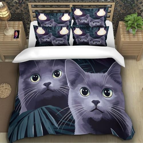 Drap de couette chat 3D microfibre lavable machine lit simple