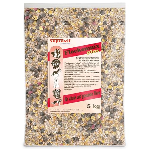 Supravit Flockenmix Plus für Hunde - 5kg schmackhafte Flockenmischung für deinen Hund - optimale Ergänzung zur Fleischfütterung, Hundewurst oder Trockenfleisch…
