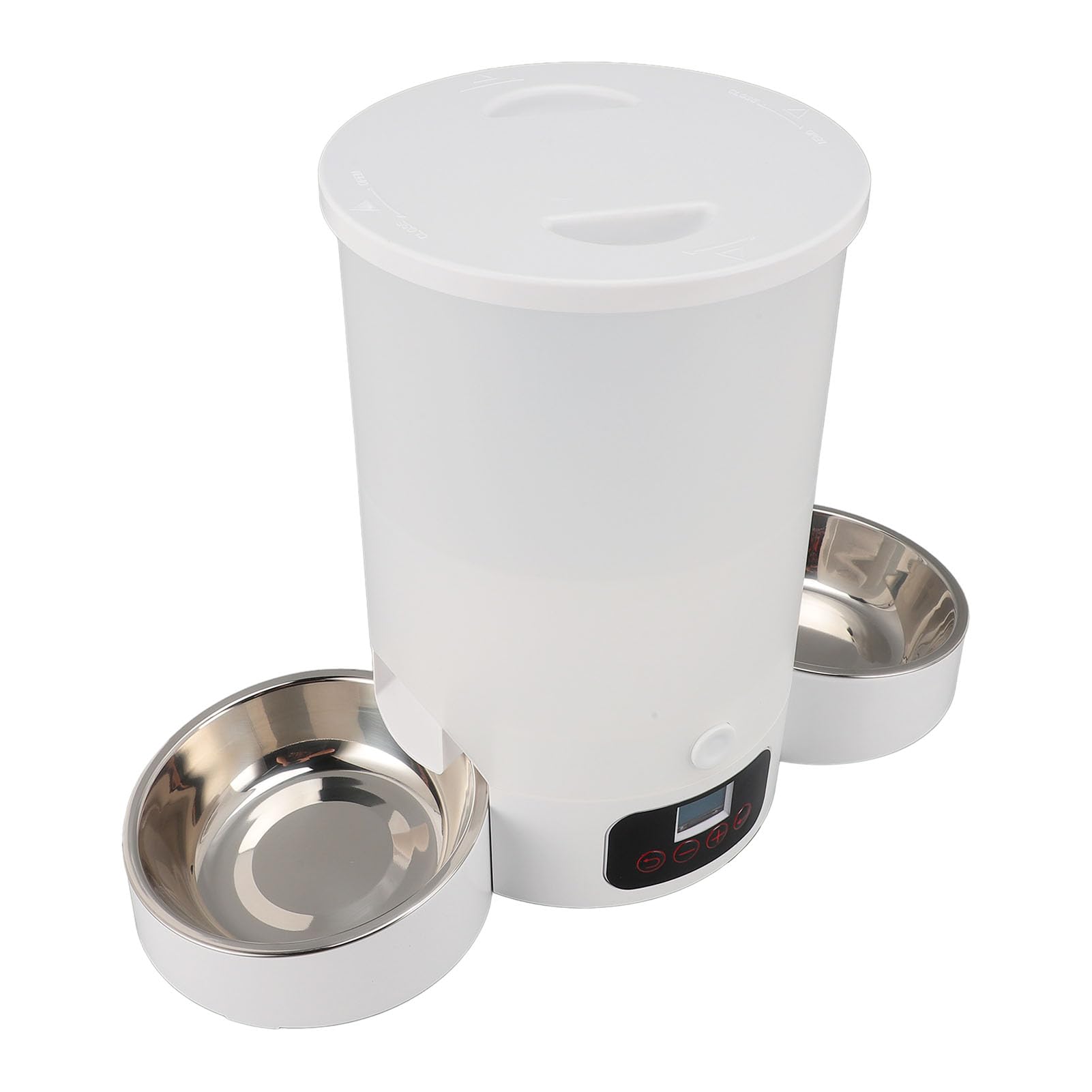 Comedero Automático para Gatos con Cuenco Doble de Acero Inoxidable, Capacidad de 3 litros, Ideal para Perros y Gatos, Fácil de Limpiar y Alimentación Programada Inteligente (Blanco)