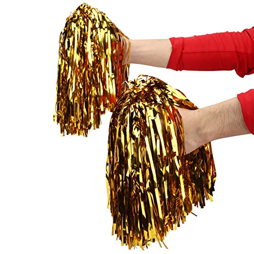 BORDSTRACT 6PCS Cheerleading Pom Poms, Folha Metálica Cheer Pom Poms, Cheerleading Poms Flor Bola Pa