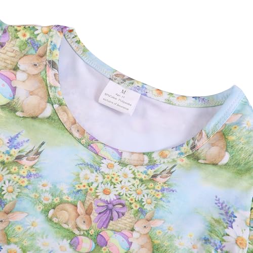 Image of nebljgo Toddler Girl Bunny Clothing Sets Spring Summer T-Shirt Leggings Pants Outfit 3-8Y