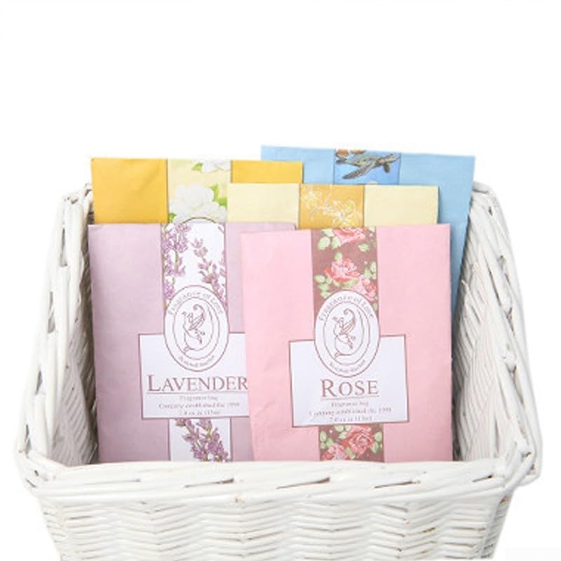 Juego de 6 bolsas aromáticas para ambientar el aire, bolsas colgantes naturales para uso en armario, dormitorio, sala de estar impregnadas con aromas de lirio, rosa, jazmín, lavanda, limón