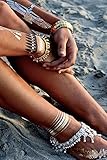 Flash Tattoos CHILD OF WILD Authentic Metallic Temporary Jewelry Tattoos 4 Sheet Pack (Black/gold/silver) Includes over 27 assorted premium bohemian inspired waterproof tattoos
