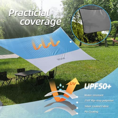 Attoner 12X14Ft Tarp With 2 Poles, Uv Upf50+, Pu3000 Waterproof Camping Tarp, Lightweight Car Awning Sun Shelter For Camping, Hiking And Backpacking Trips #TOP2